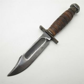 Vtg Camillus 1967 Vietnam Era Fixed Blade Knife Leather Handle Usa Made