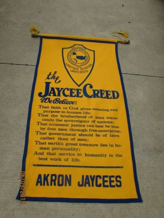 Akron Jaycees Felt Banner Wall Hanging Vintage 60 " X 31 "