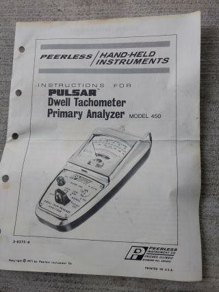 Vintage Peerless Instruments Model 450 Dwell Tach Primary Analyzer 3