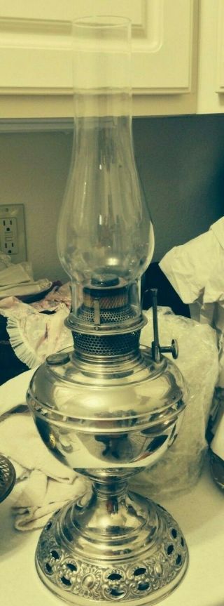 Antique B&h Nickel Lantern/oil Lamp Made In 1895