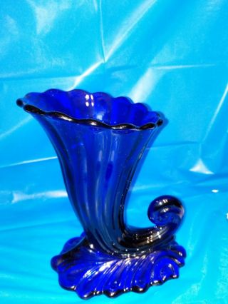 Antique Heisey Stiegel Blue (cobalt Blue) Cornucopia Horn Of Plenty Large