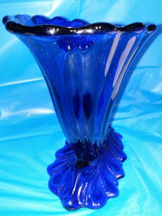 Antique Heisey Stiegel Blue (Cobalt Blue) Cornucopia Horn Of Plenty Large 2