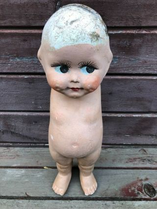 Huge 17 " Antique Chalk Kewpie Carnival Prize Doll No Arms 1920 