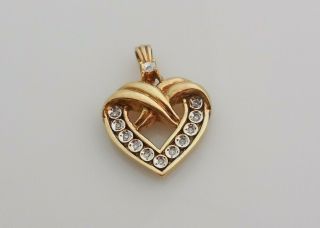 Vintage Gold Plated Sterling Silver And Diamonds Heart Pendant - Love Always
