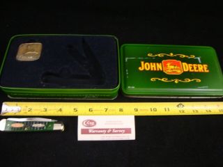 CASE XX USA KNIFE 2000 JOHN DEERE 6254 SS TRAPPER GREEN BONE IN TIN 7