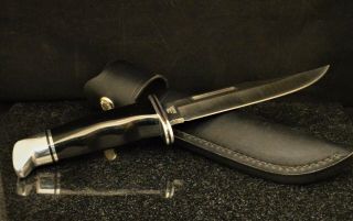 Buck 119 Fixed Blade Hunting Knife W/ Sheath 6” Black / Polish Handle