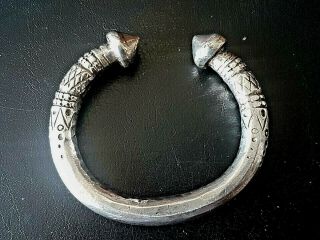 Antique African Nigerian? Heavy Ethnic Silver " Hausa " Native Tribal Bracelet