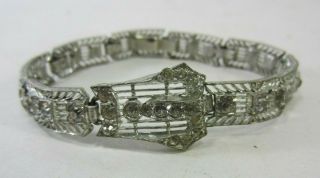 Antique Art Deco Silverplated Rhinestone Bracelet