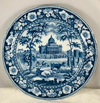 Exc.  Antique Rogers Historic Blue Staffordshire Dinner Plate Boston State House