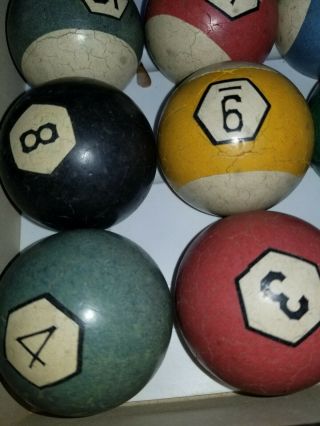 Antique Pool / Billiards Number 4 And 12 Clay Ball Rare Open To Offers
