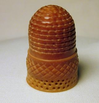 Early C 1850 Carved Vegetable Ivory Acorn Beehive Shaped Thimble 3 Day Nr
