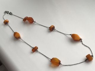 RARE Natural Antique Baltic Vintage Amber OLD BUTTERSCOTCH BEADS Necklace 22.  84 2