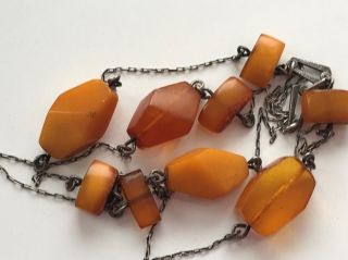 RARE Natural Antique Baltic Vintage Amber OLD BUTTERSCOTCH BEADS Necklace 22.  84 3