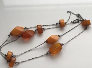 RARE Natural Antique Baltic Vintage Amber OLD BUTTERSCOTCH BEADS Necklace 22.  84 6