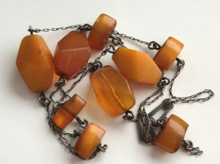 RARE Natural Antique Baltic Vintage Amber OLD BUTTERSCOTCH BEADS Necklace 22.  84 7
