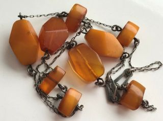 RARE Natural Antique Baltic Vintage Amber OLD BUTTERSCOTCH BEADS Necklace 22.  84 8