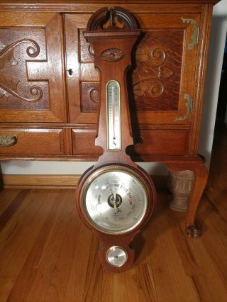 Antique Wall Barometer & Thermometer Made In England Carrington 3 Foot Long