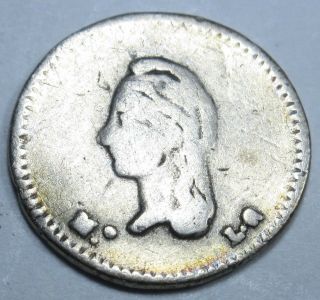 Mexico 1842 1/4 Real Silver Cuartillo Quartillo Antique 1/4 Reales Mexican Coin