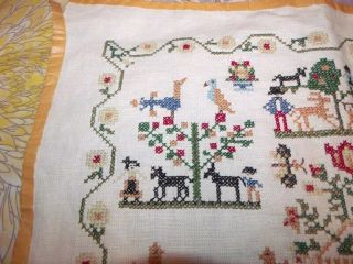 Antique Pattern Cross Stitch Sampler - Adam Eve People Animals Trees 4