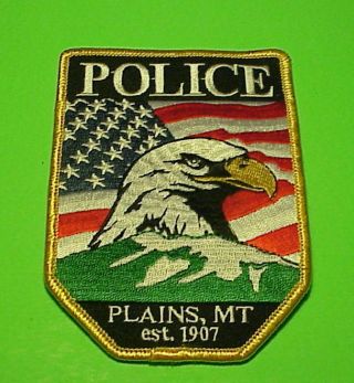 Plains Montana Est.  1907 Mt (eagle / Flag) Police Patch