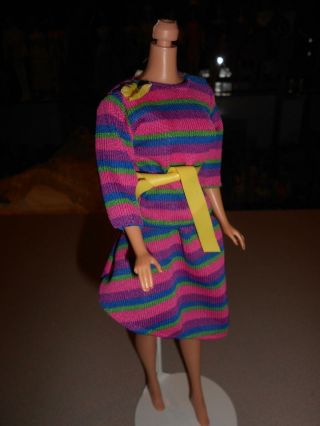 Vintage Barbie Clone Shillman Maddie Mod Pink Purple Blue Striped Top & Skirt