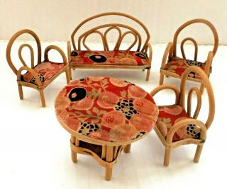 Vintage Dollhouse Miniature Bentwood Bench,  Chairs & Table,  3/4 " Scale