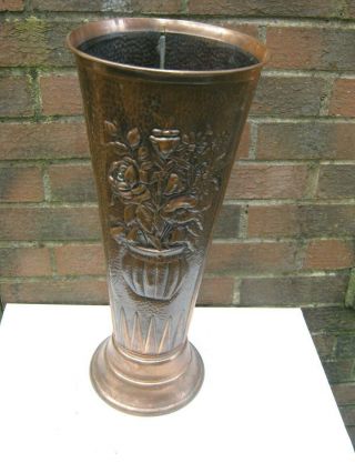 Copper Umbrella Stand Hallway Hall Porch Stick Stand Cane Vintage French Brolly
