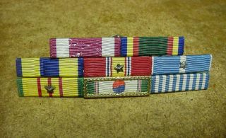 Vintage Korean To Vietnam War Us Military 8 Campaign Service Medal Ribbon Bar