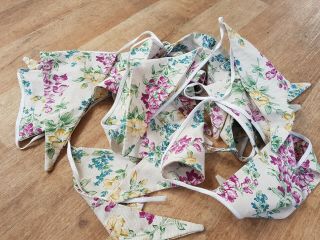 Handmade Fabric Bunting.  Shabby Chic.  Weddings,  Vintage Florals.  5.  5 Metres