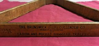 VINTAGE ANTIQUE Brunswick Balke Collender Pool Ball Rack w/Brass Corners - 2