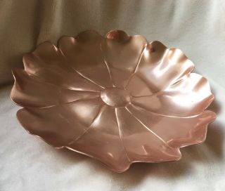 Vintage 1930s Mcclelland Barclay Flower Copper Rose Aluminum Dish 11 3/4 In