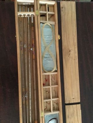 Vintage Fly Fishing Rod And Lures In Wooden Box Tokyo