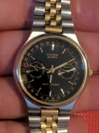 Vintage Citizen Quartz Chronowatch 6355 - G30071 K Time Month Day Date Japan