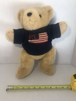 Ralph Lauren Polo - Stuffed Teddy Bear - USA Flag Sweater - Plush - Vintage 1996 2