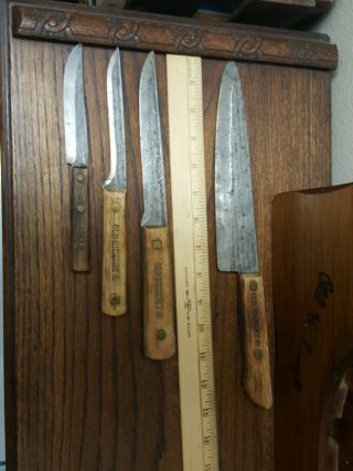 Vintage Old Hickory Knife Set w/ Hanging Block TRU EDGE ONTARIO USA 2