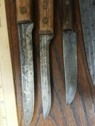 Vintage Old Hickory Knife Set w/ Hanging Block TRU EDGE ONTARIO USA 7