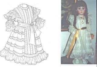 30 " Antique French Sew/heirloom Lace Jumeau Doll Dress Hat Pattern German Child