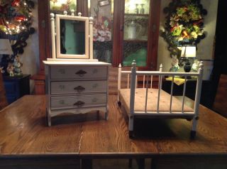 Antique Doll Bed And Dresser