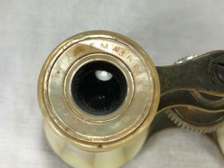 Lemaire Paris French Antique Mother Of Pearl Brass Theater Opera Glasses 5