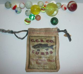 Vintage The Creek Chub Bait Co. ,  Marbles & Display Bag Bait Advertising Toy