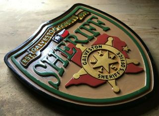 Police Galveston Sheriff 3d Routed Plaque Wood Patch Sign Custom
