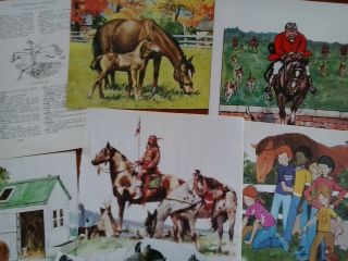 Vintage paper horse pony equestrian animals theme for art craft journals cards 5