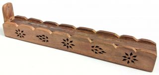 Wooden Coffin Box Incense Burner Decorative Hand Carved In India Sun And Leaf