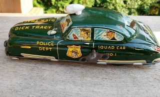 Antique Marx Dick Tracy Police Squad Car No.  1 Wind Up Tin Toy Car