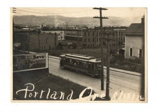 Antique Photo Electric Streetcar Trolley Portland Oregon 1916 Kenton Train Rail