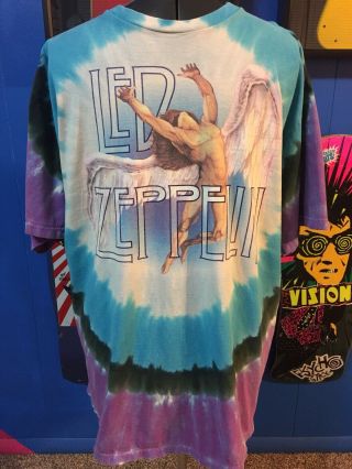 Led Zeppelin Swan Song U.  S.  Tour 1975 Tye Dye T - Shirt Size Liquid Blue Vintage Xl