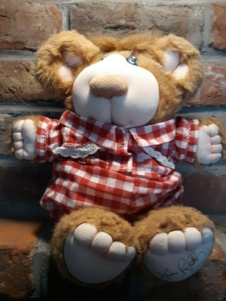 Vtg Furskins Bear Red Plaid Pants Shirt Diaper 14 " Xavier Robert 1984 Teddy Bear