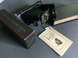 Antique Vintage Kodak No 2 - A Folding Autographic Brownie Camera W/box & Maual