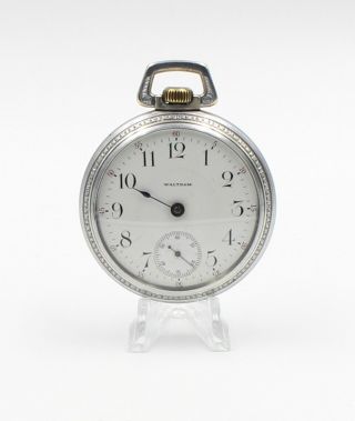 Antique Waltham Size 18s 17 Jewel Pocket Watch Running - Nr 6113 - 4