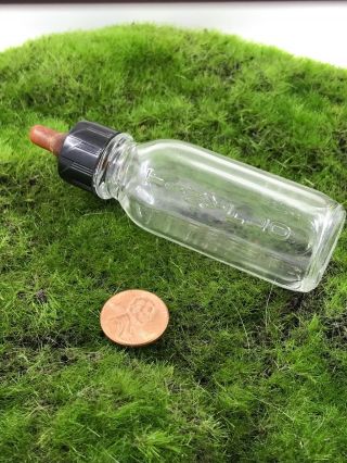 Vintage Glass Antique Baby Bottle With Collar & Nipple Tinyflo Mae Marie Inc.